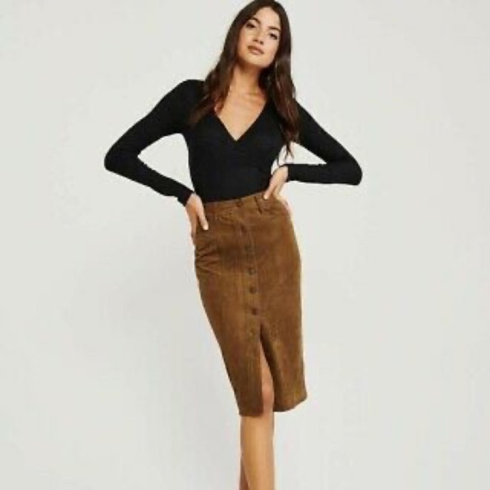 Abercrombie Suede Midi Skirt